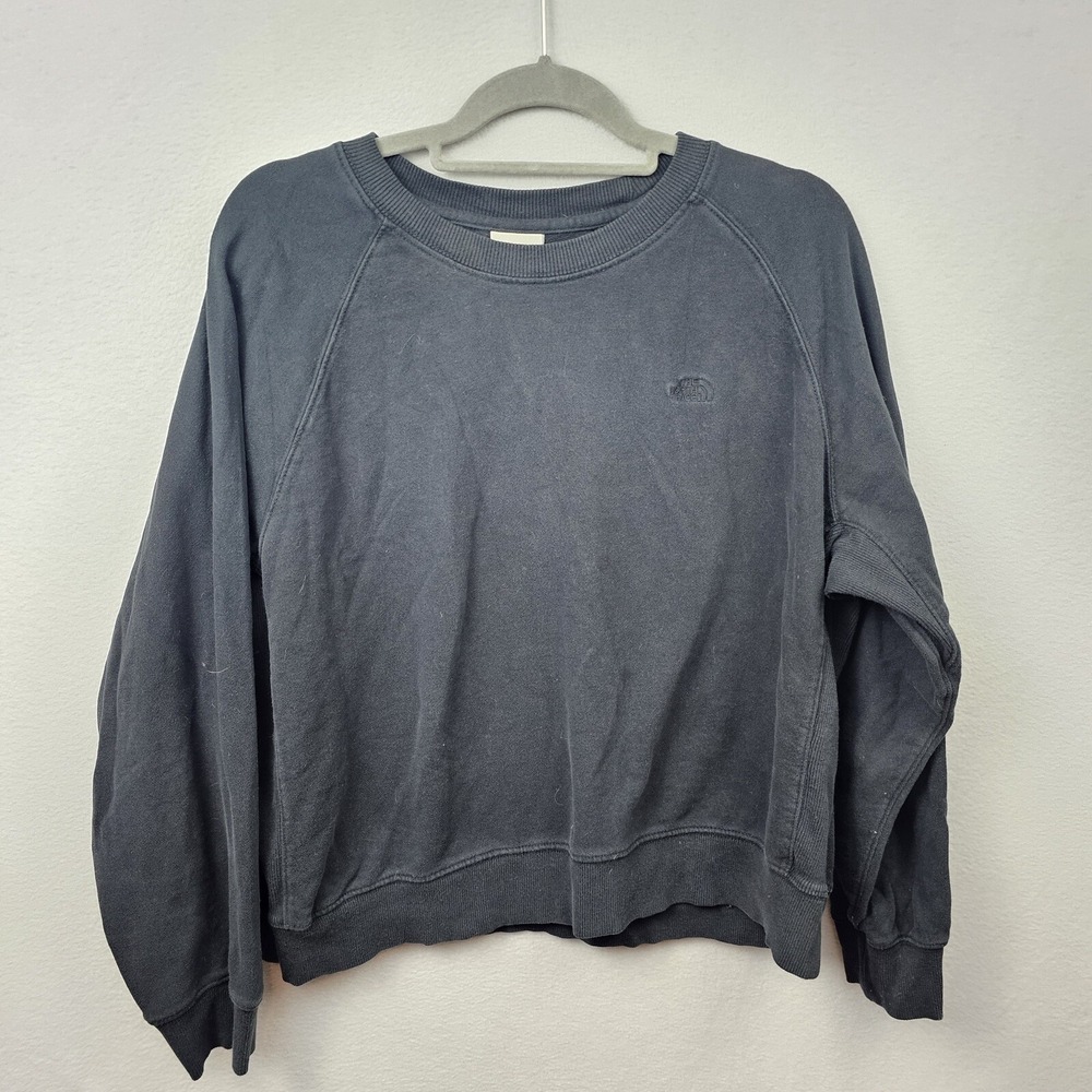 The North Face Sweatshirt Woman's Size XL Black Long Sleeve Ribbed Side Panel